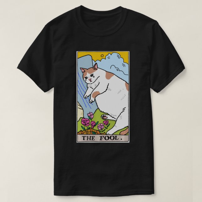 Tarot Cat Tarot Card Gråtande Kat Mema Swea T Shirt (Design framsida)
