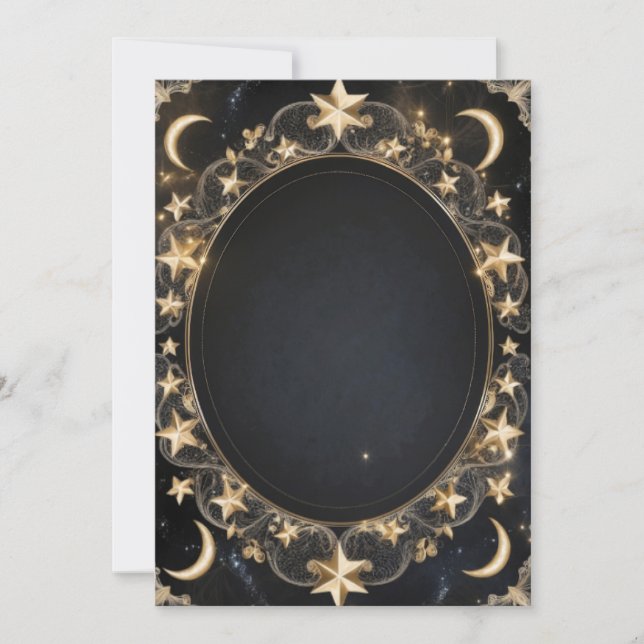 Tarot Celestial Bröllop Sol Måne Stjärnor Guld Anteckningskort (Framsida)