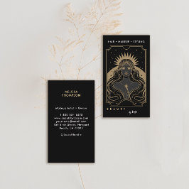 Tarot Celestial Mystical Modern Elegant Black Guld Visitkort