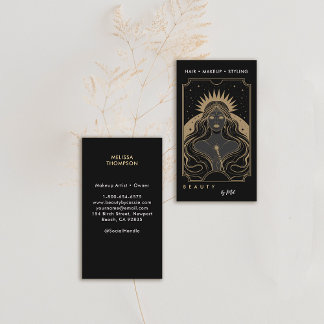 Tarot Celestial Mystical Modern Elegant Black Guld Visitkort
