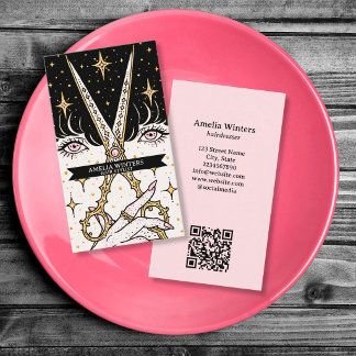 Tarot Celestial Vintage Frisör Guld Sax Visitkort