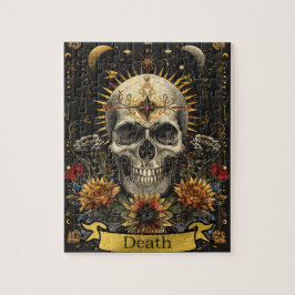 Tarot Death Card Gotisk Häxlik Kalle & Blommor Pussel