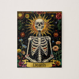 Tarot Death Card Gotisk Häxlik Kalle och Blommor Pussel