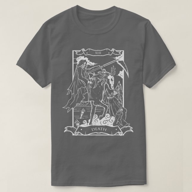 Tarot Death Card Skeleton Skull Horror Bones Goth  T Shirt (Design framsida)