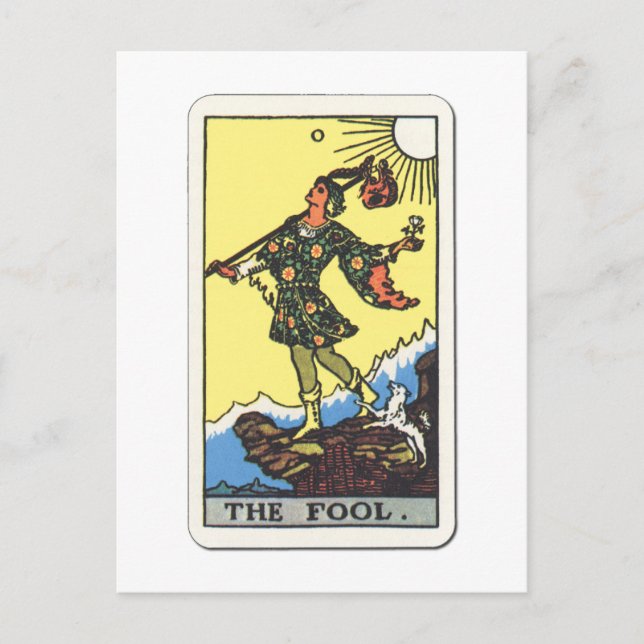 Tarot Der Narr Narr Fool Vykort (Framsida)