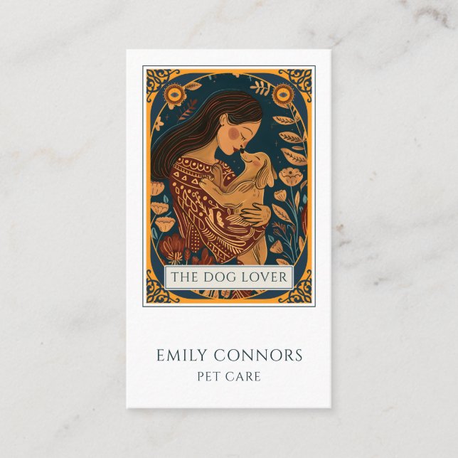Tarot Dog Lover In Home Pet Sitting Visitkort (Framsida)