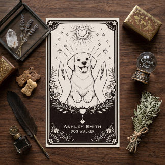 Tarot Dog Walker Boho Mistycal Puppy Business Card Visitkort