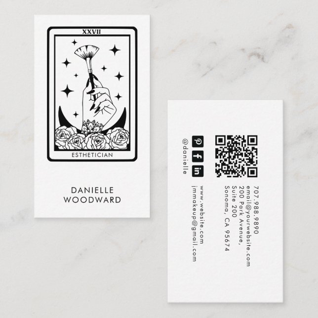 Tarot Estetiker Varumärkes QR-kod Visitkort (Fram/baksida)
