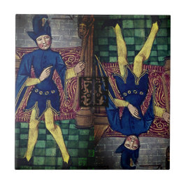 Tarot Fool Major Arcana uppifrån och ned Initial t Kakelplatta