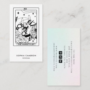 Tarot Frisör Rosa Grön Ombre Visitkort