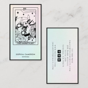 Tarot Frisör Rosa Grön Ombre Visitkort