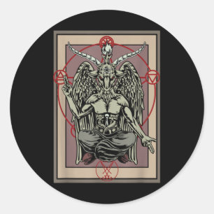 Tarot Goth Card Baphomet Satanic Witch Pentagram Runt Klistermärke