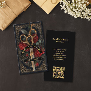 Tarot Goth Vintage Frisörstylist Gyllene Saxar Visitkort