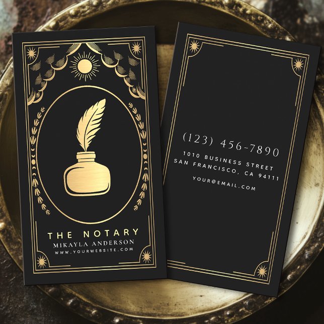 Tarot Guld & Black Vintage Notary Visitkort (Skapare uppladdad)