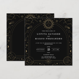 Tarot Guld Elegant bröllop Inbjudningar