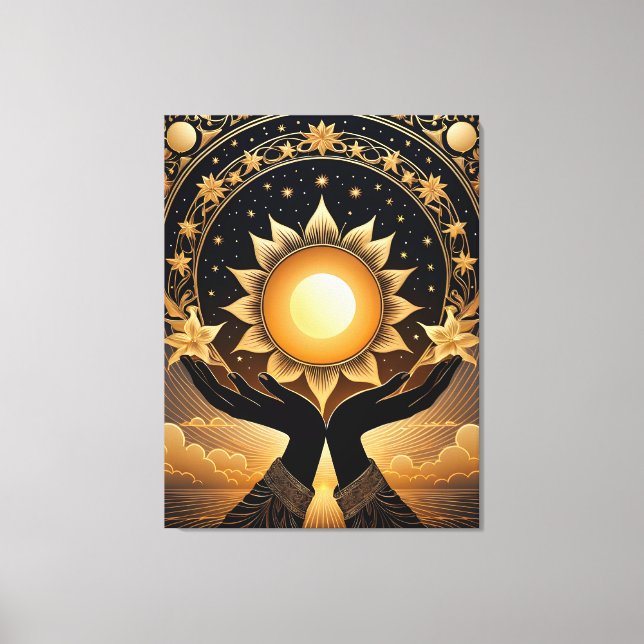 tarot händer med magi sol canvastryck (Framsida)