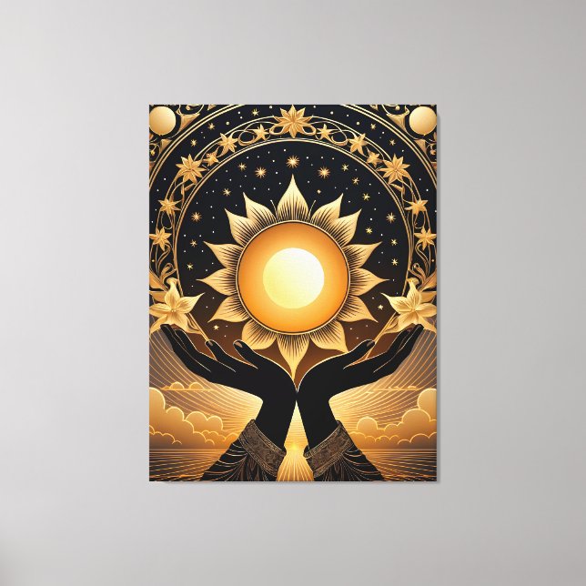 tarot händer med magi sol canvastryck (Framsida)