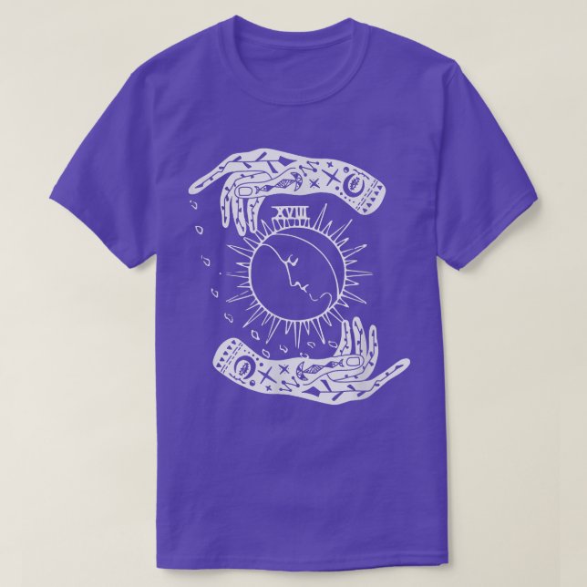 Tarot Hands, Sun Crescent Moon & Rain  T Shirt (Design framsida)