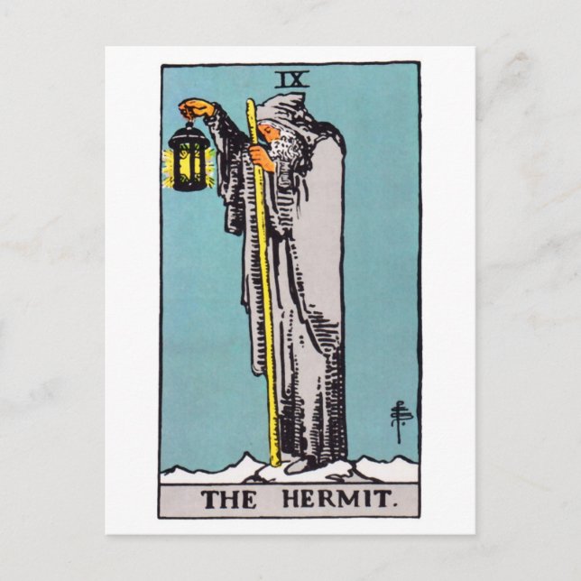 tarot-hermit vykort (Framsida)