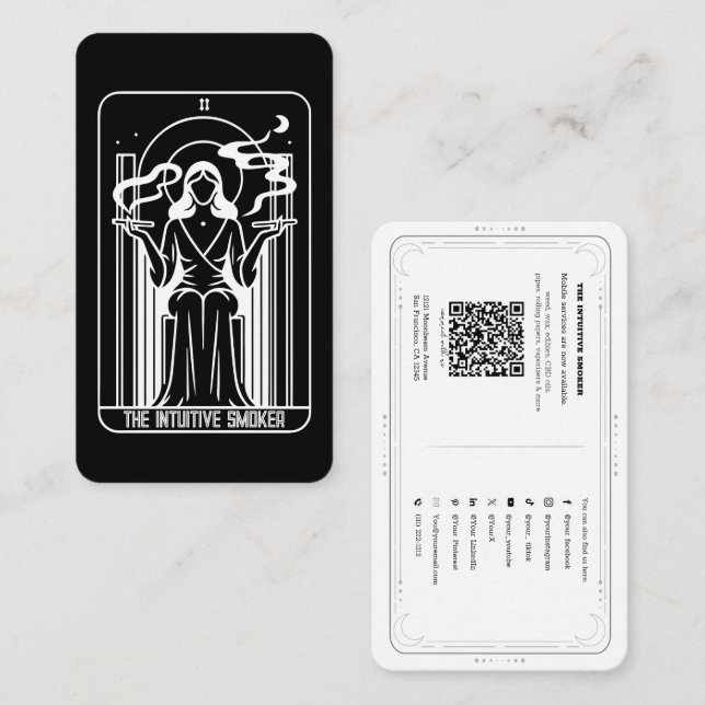 Tarot High Priestess Female Ogräs Rökning Visitkort (Fram/baksida)