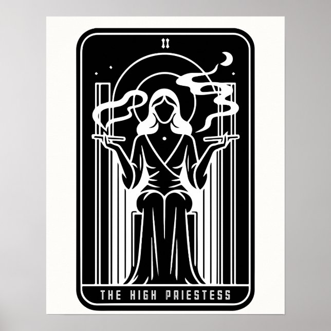 Tarot High Priestess Female Ogräs Rökockult Poster (Framsidan)