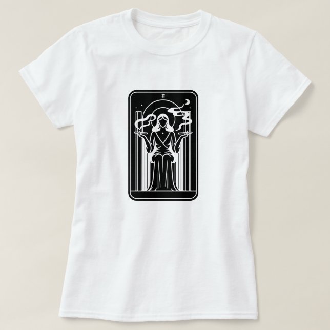 Tarot High Priestess Female Ogräs Rökockult T Shirt (Design framsida)