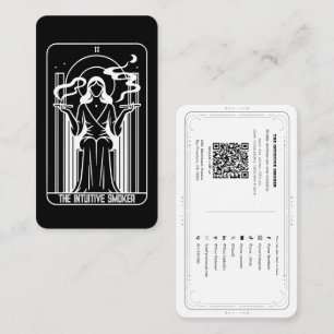 Tarot High Priestess Kvinna Rökande Ogräs Visitkort