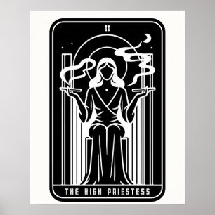 Tarot High Priestess Kvinna Weed Rökning Ockult Poster