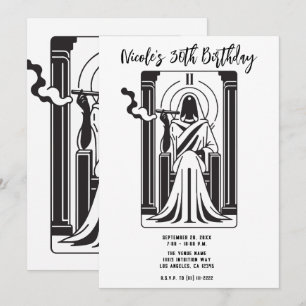 Tarot High Priestess Ogräs Smoking Occult Inbjudningar