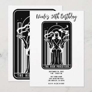 Tarot High Priestess Ogräs Smoking Occult Inbjudningar