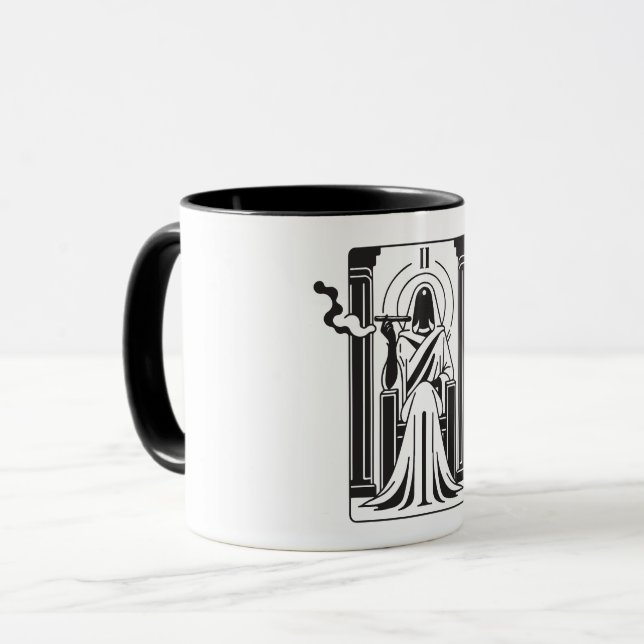 Tarot High Priestess Ogräs Smoking Occult Mugg (Framsida vänster)
