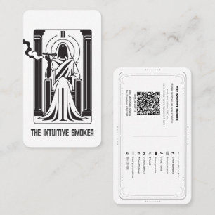 Tarot High Priestess Ogräs Smoking Social Media QR Visitkort