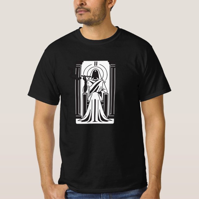 Tarot Högprästinna Ogräs Rökning Ockult T Shirt (Framsida)
