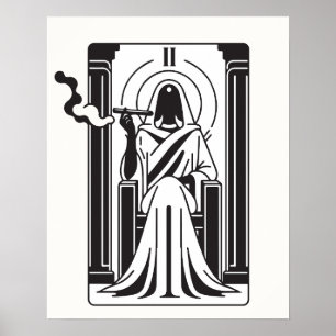 Tarot Högprästinna Ogräs Rökning Ockultism Poster