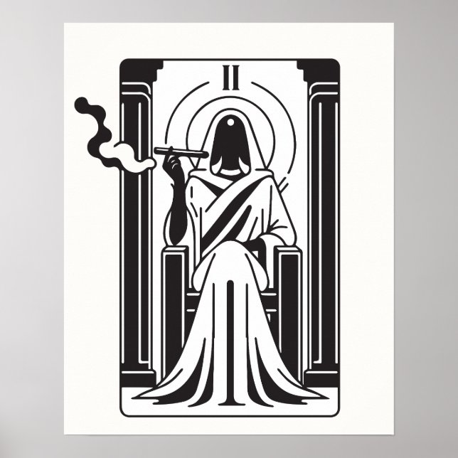 Tarot Högprästinna Ogräs Rökning Ockultism Poster (Framsidan)