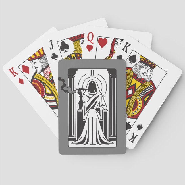 Tarot Högpriestinnans Ockulta Rökning Av Ogräs Casinokort (Baksidan)