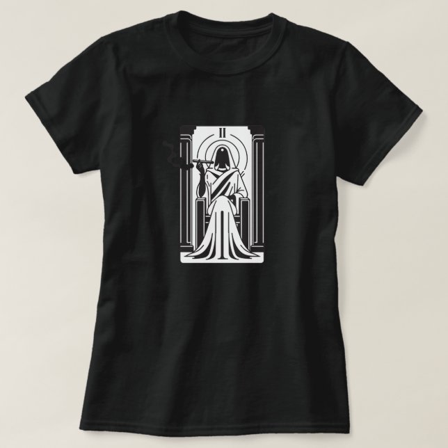 Tarot Högpriestinnans Ockulta Rökning Av Ogräs T Shirt (Design framsida)