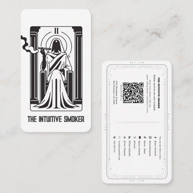 Tarot Högpriestinnans Weed Rökning Sociala Medier  Visitkort (Fram/baksida)