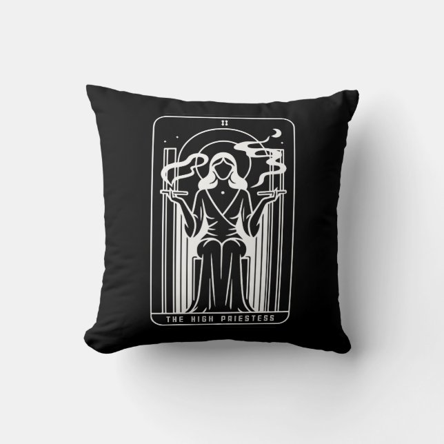 Tarot Högpriestinnna Kvinna Rökande Ockultism Cann Kudde (Framsida)