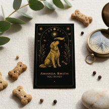 Tarot Hundtränare Svart Guld Boho Visitenkort