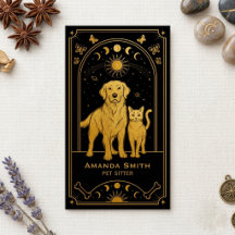 Tarot Husdjursvakt Svart Guld Mystiskt Visitkort