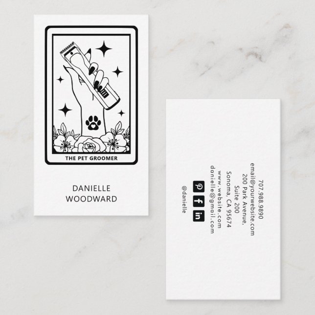 Tarot Husdjursvårdare Visitkort (Fram/baksida)