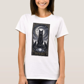 Tarot Katt Månen Kort Mystisk Katt Halloween T Shirt