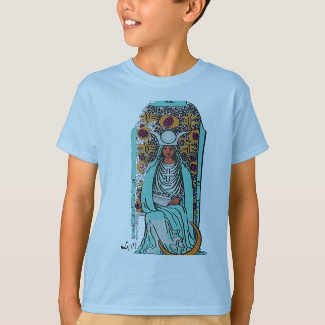 TAROT-KORT KICKPRIESTESSEN AV LIZ LOZ TEE (Framsida)
