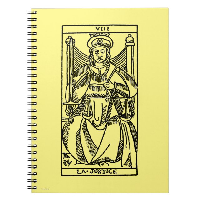 Tarot kort: Rättvisa Anteckningsbok Med Spiral (Framsidan)