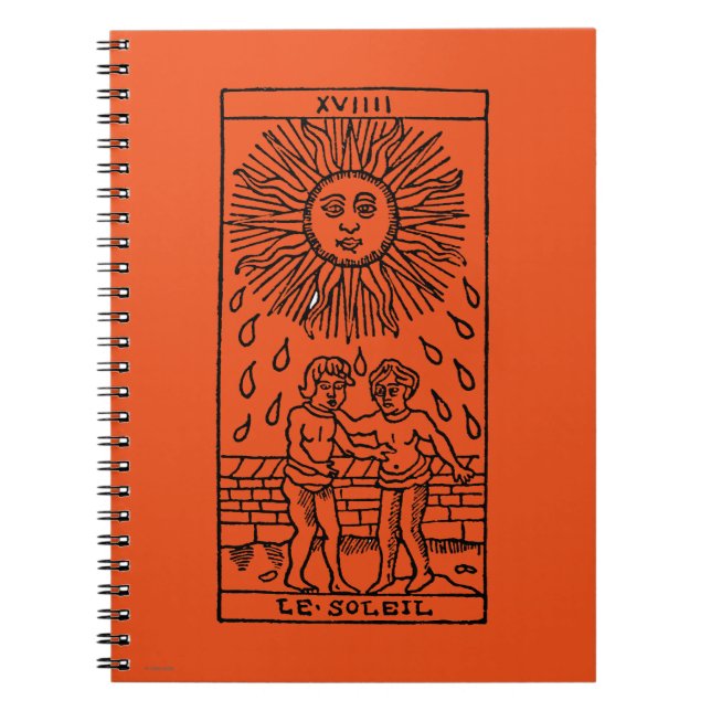 Tarot kort: Solen Anteckningsbok Med Spiral (Framsidan)