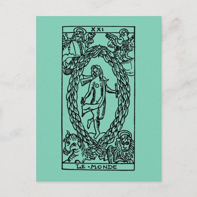 Tarot kort: Världen Vykort (Framsida)