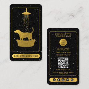 Tarot Logotyp Hund Grooming Pet Groomer Black Guld Visitkort