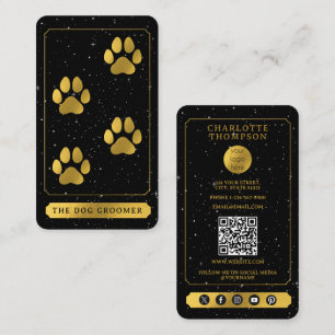 Tarot Logotyp Hund Grooming Service Black Guld Visitkort