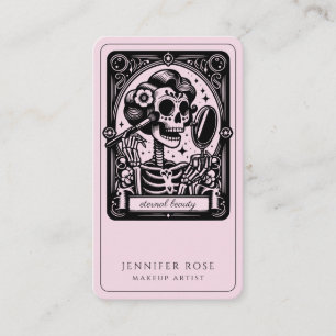 Tarot Makeup Artist Skeleton Rosa Visitkort